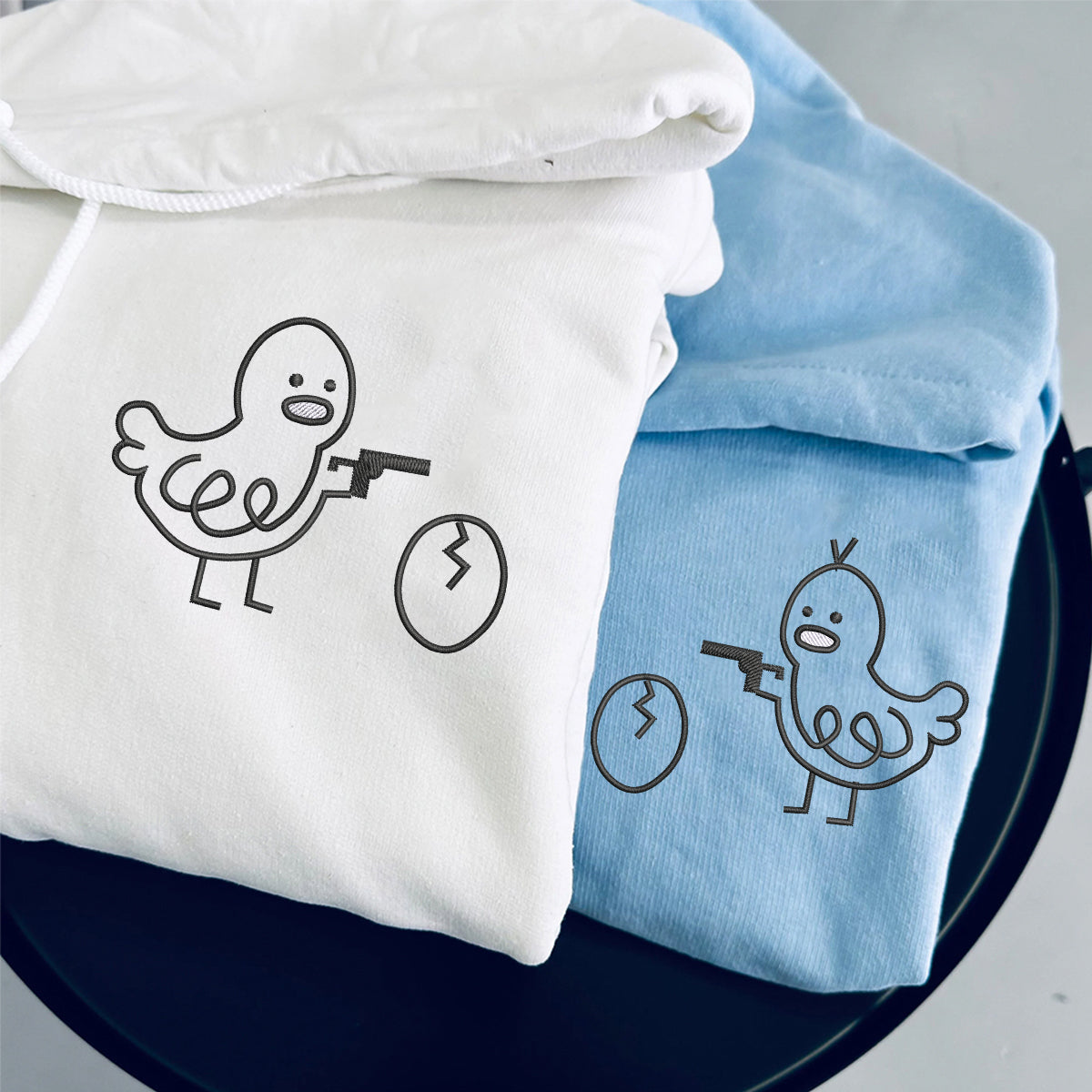 Individuell bestickte Gangster Chicken Passende Hoodies für Paare