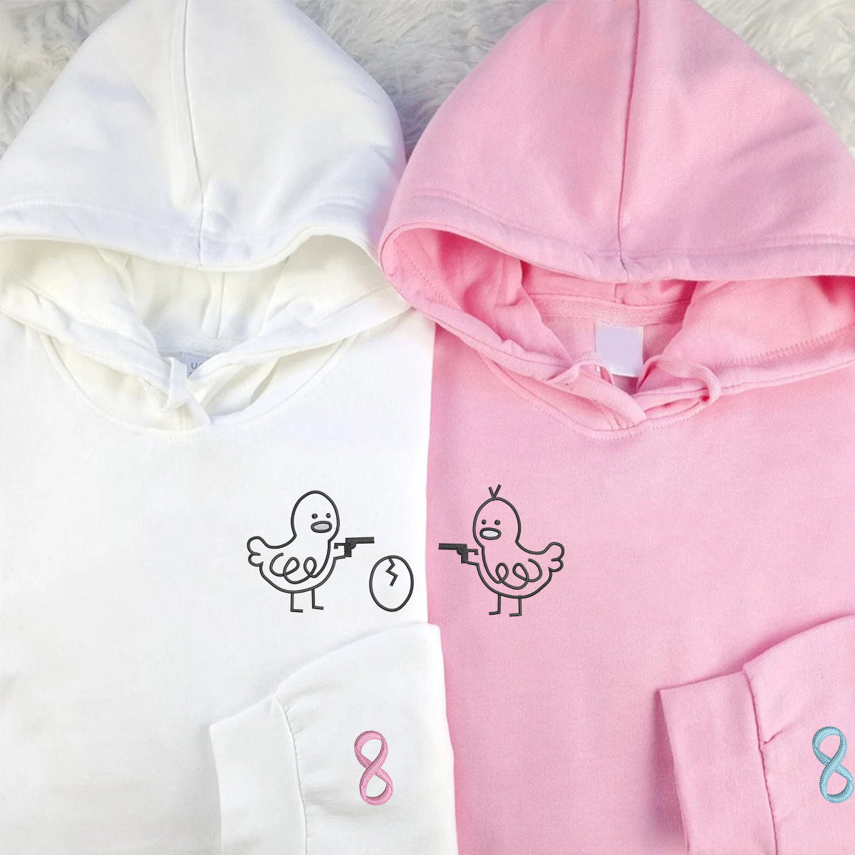 Individuell bestickte Gangster Chicken Passende Hoodies für Paare