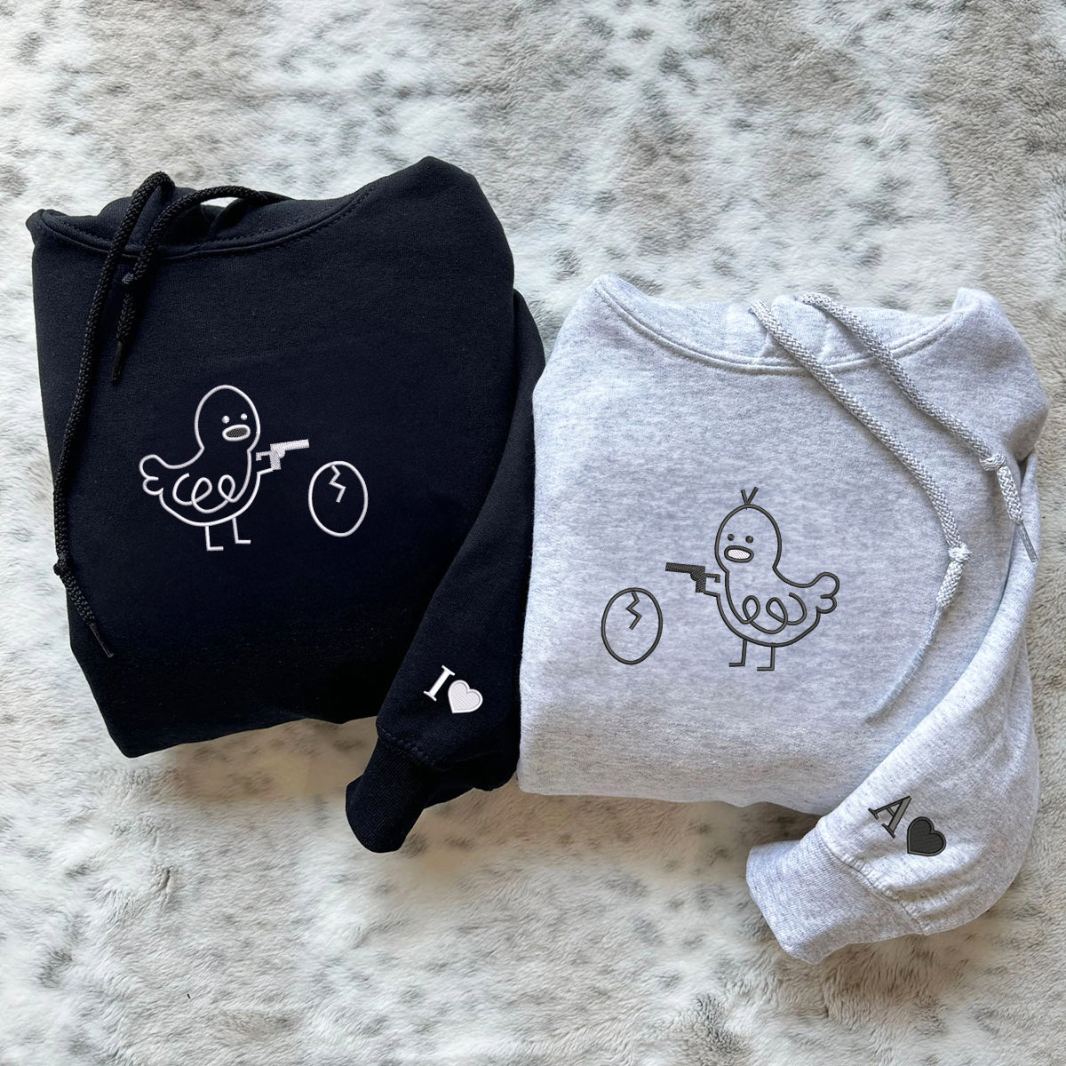 Individuell bestickte Gangster Chicken Passende Hoodies für Paare
