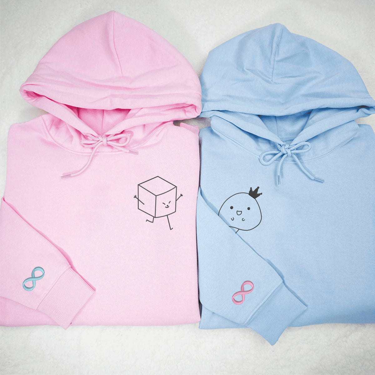 Individuell bestickte Tofu- und Kartoffel-Kapuzenpullover für Paare