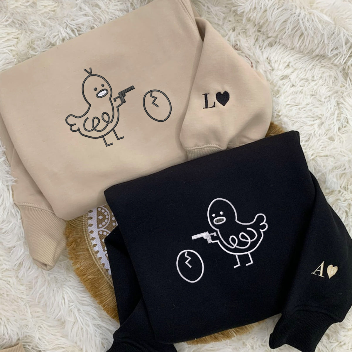 Individuell bestickte Gangster Chicken Passende Hoodies für Paare
