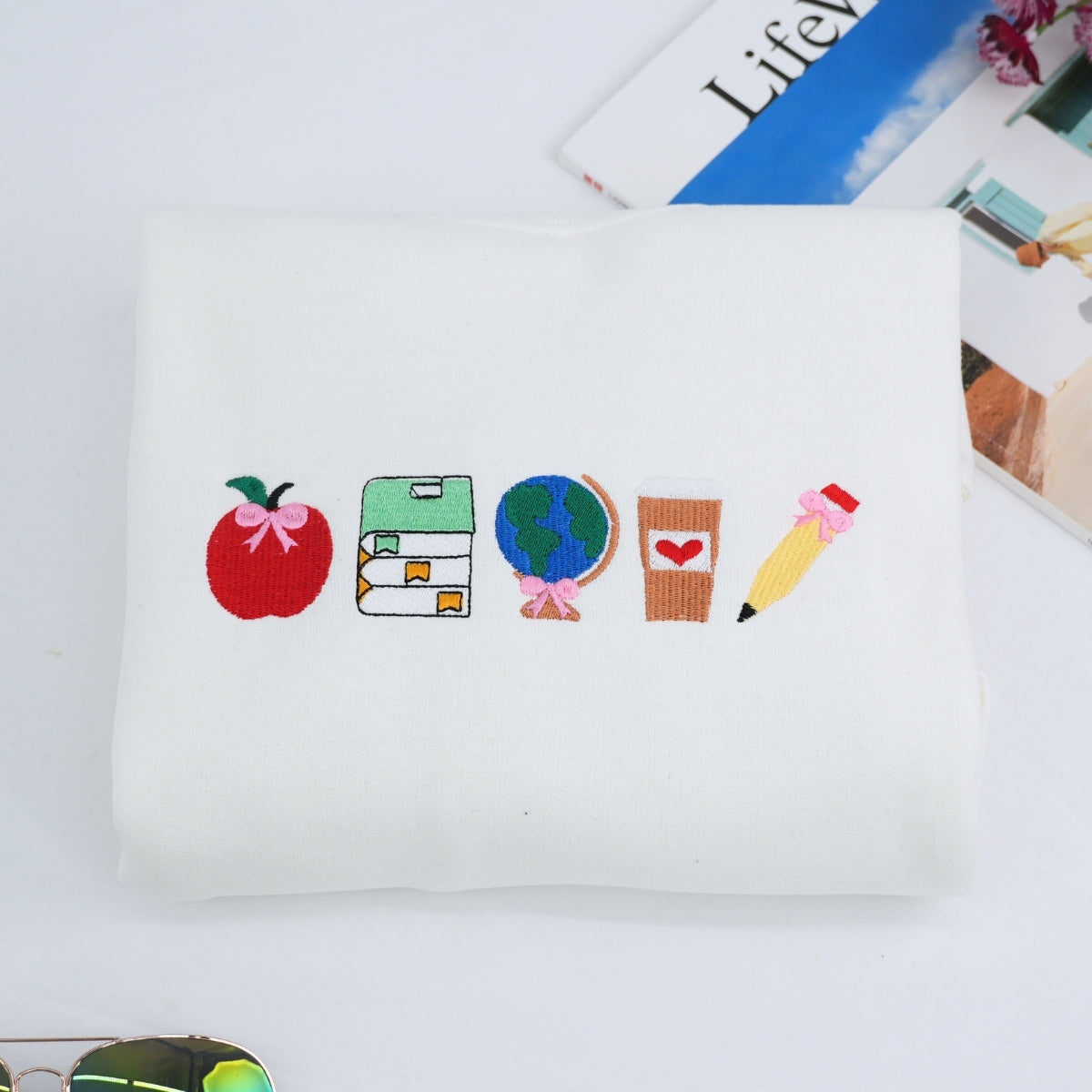 Back to School Teacher Sweatshirts - School Supplies Embroidered Apparel - Perfect Educator Gift