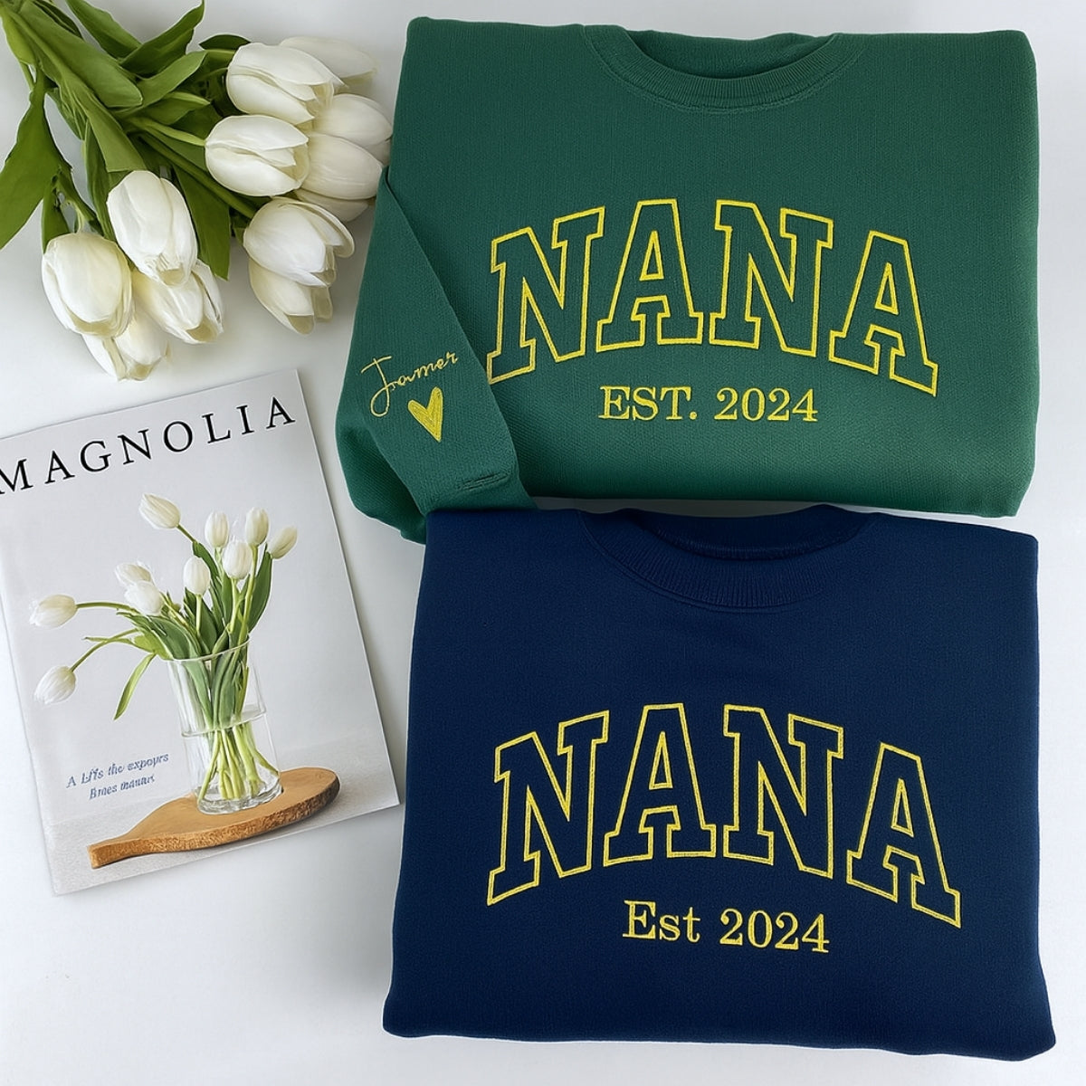 Birthday Nana Hoodie - Varsity Style Grandma Embroidered Gift - Custom Grandmother Sweatshirt
