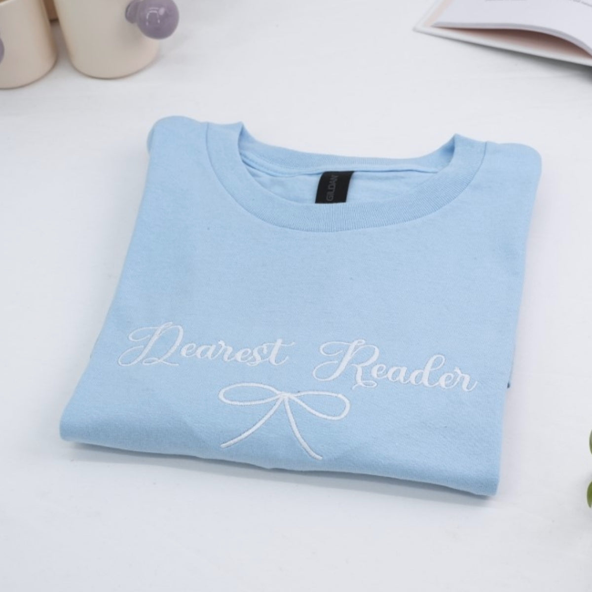 Book Lover T-Shirts - Dearest Reader Embroidered Shirts - Literary Gift for Book Enthusiasts - Reading Community Apparel