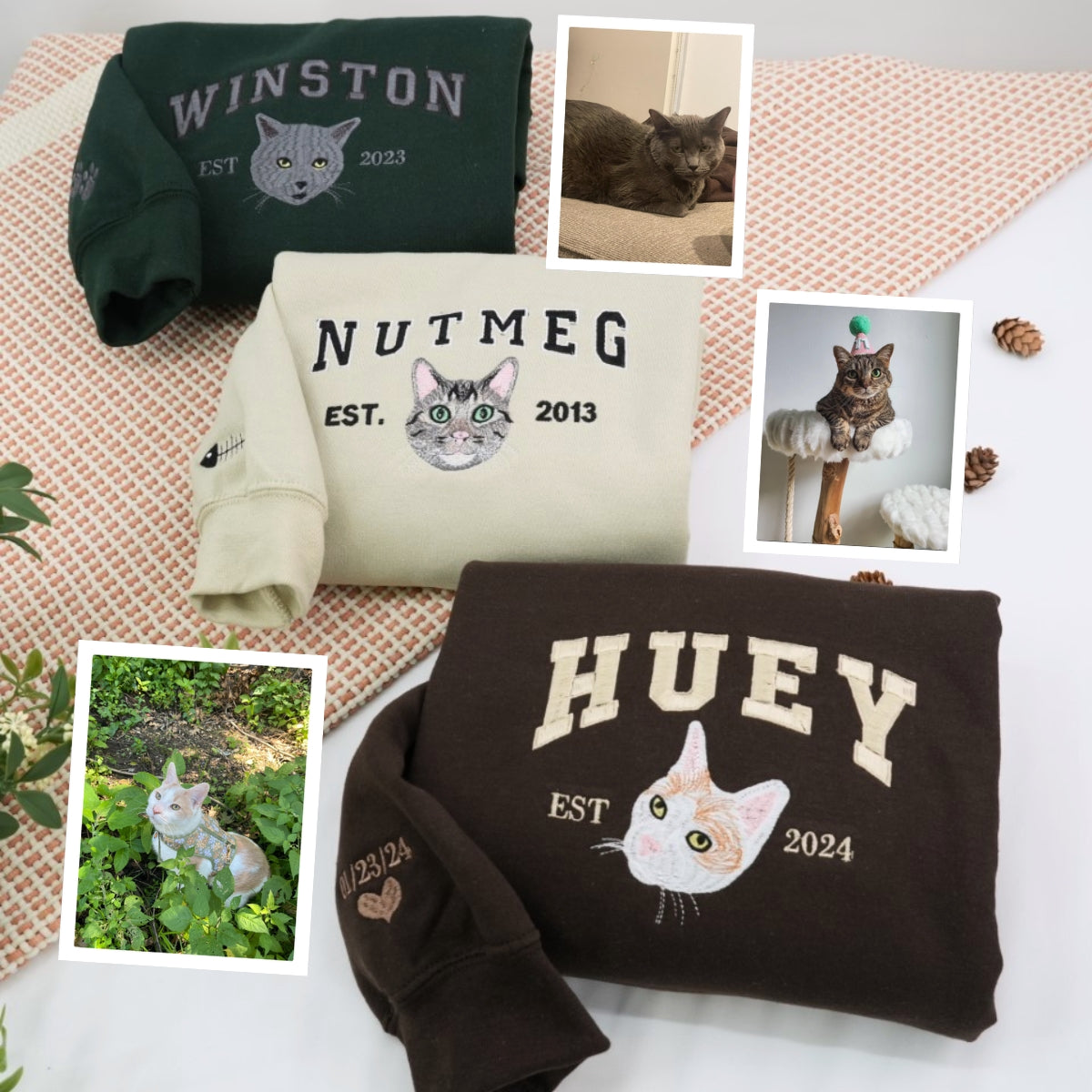 Individuell bestickte Engel- und Dämonenkatze-Kapuzenpullover für Paare