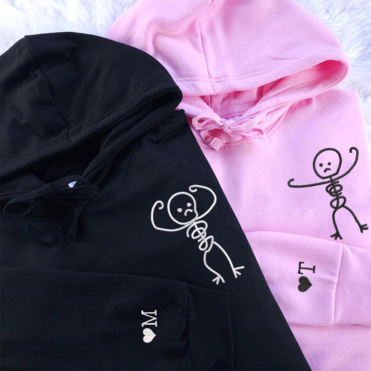 Individuell bestickte Angry Skeleton Passende Hoodies für Paare