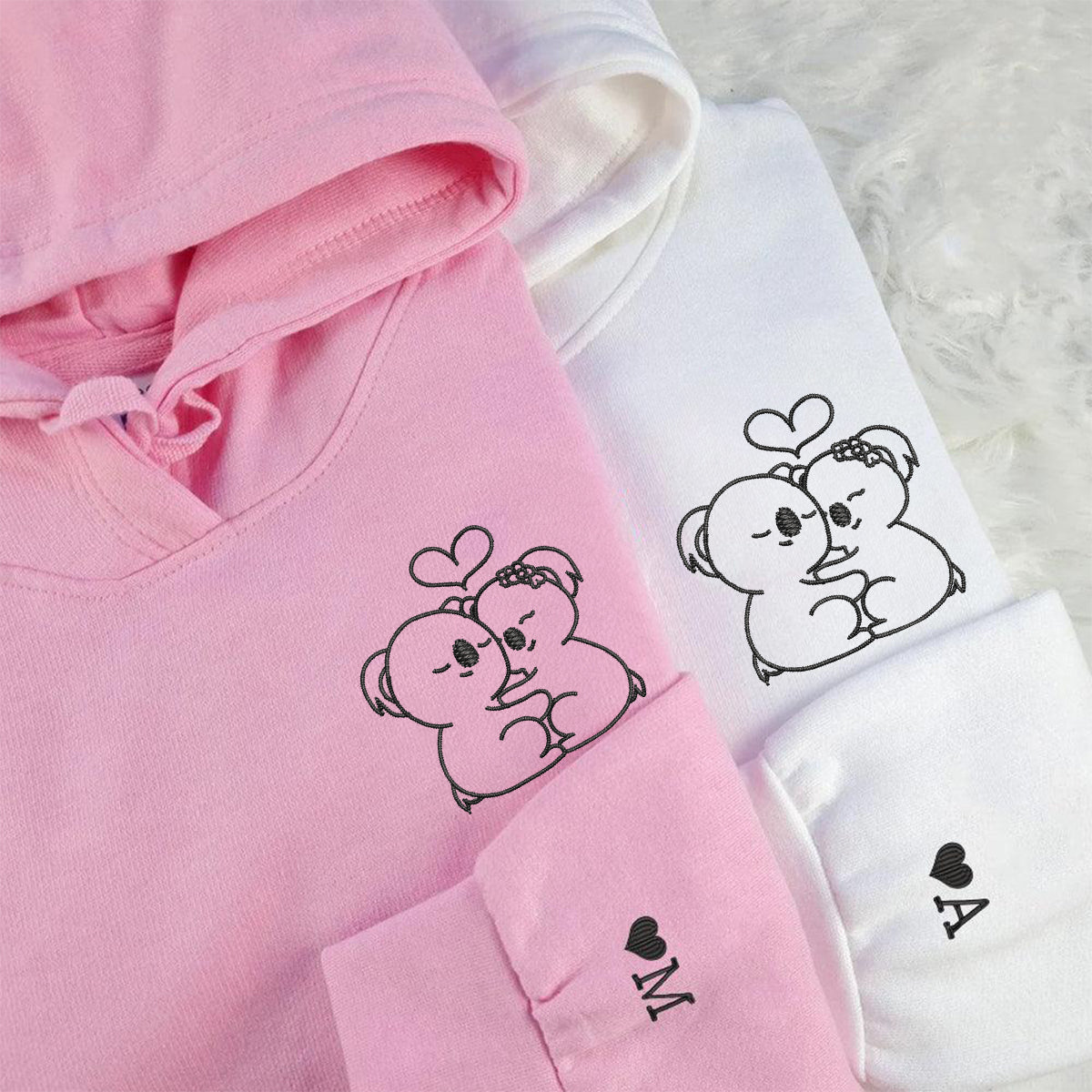 Individuell bestickte süße Koalabär-Kapuzenpullover für Paare