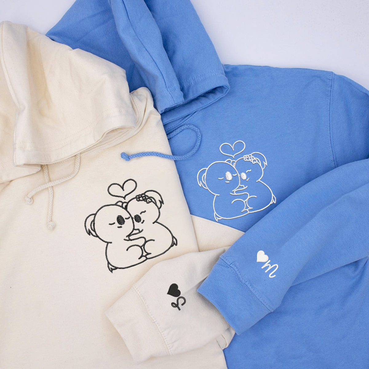Individuell bestickte süße Koalabär-Kapuzenpullover für Paare