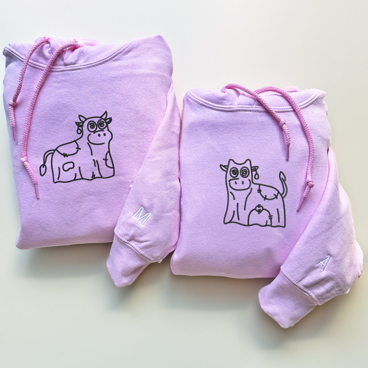 Individuell bestickte Geisterkühe, passende Hoodies für Paare