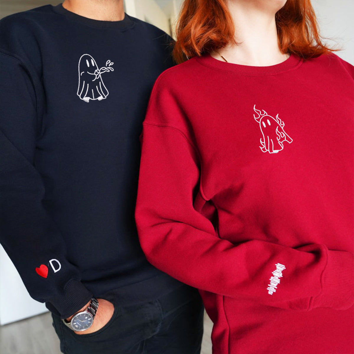 Individuell bestickte Ghost Firefighter Passende Hoodies für Paare