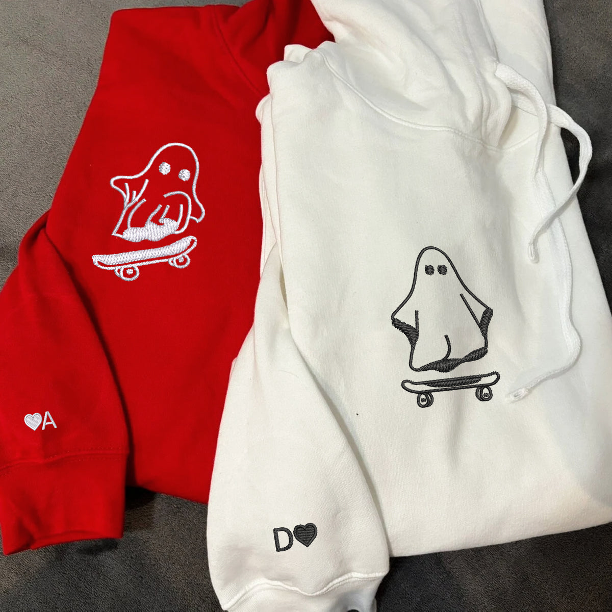 Individuell bestickte Ghost Skater Passende Hoodies für Paare