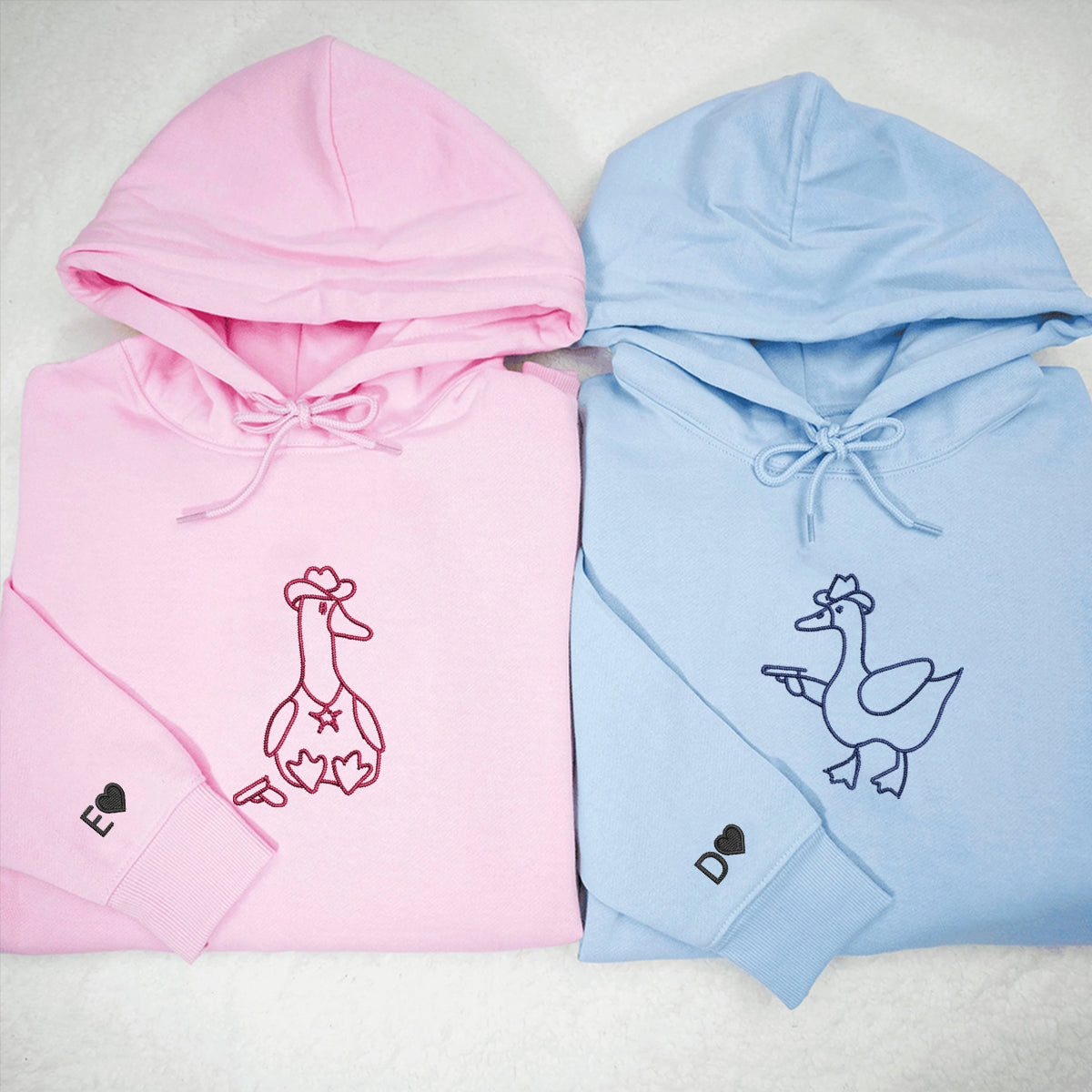 Individuell bestickte Goose Sheriffs Passende Hoodies für Paare