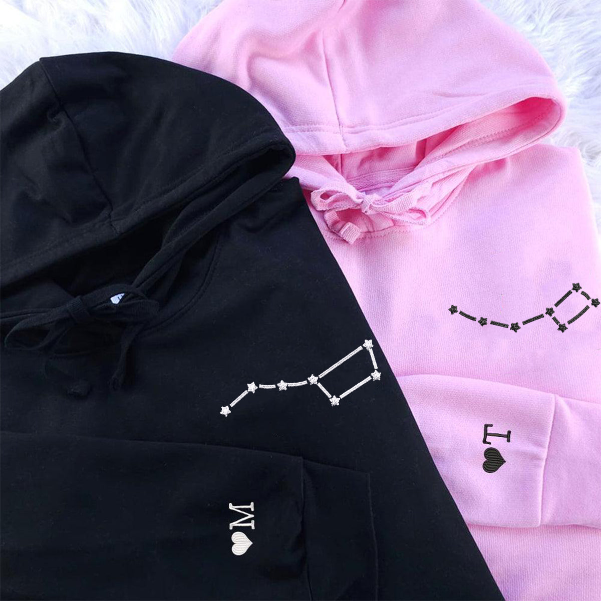 Individuell bestickte Little & Big Dipper passende Hoodies für Paare