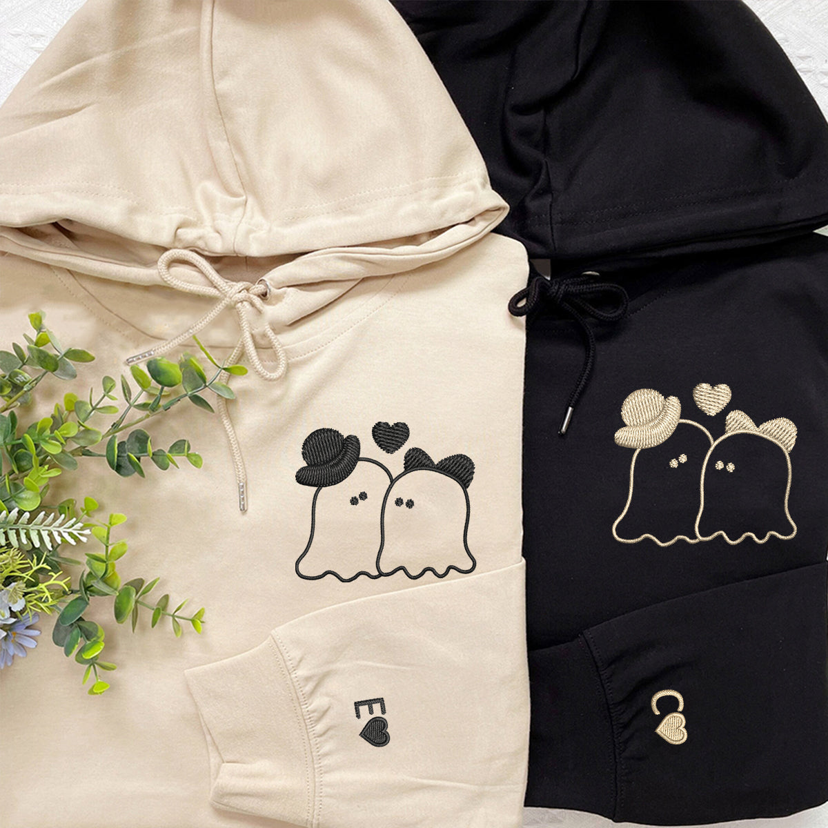 Individuell bestickte Hoodies mit dem Motiv „Verheiratete Geister“ für Paare