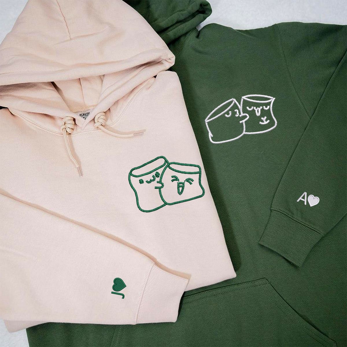 Individuell bestickte Marshmallow Love Passende Hoodies für Paare