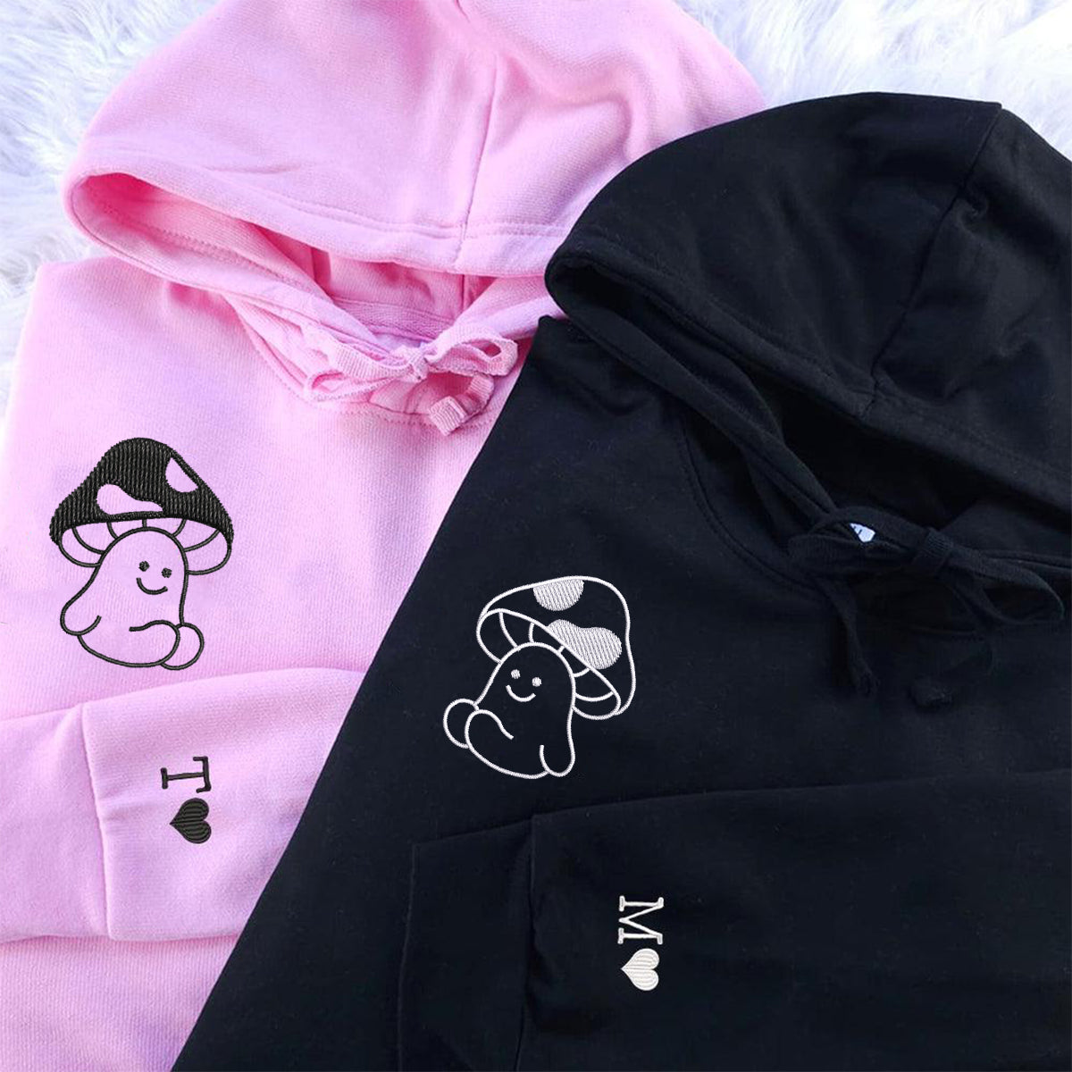 Individuell bestickte Pilz-Kapuzenpullover für Paare