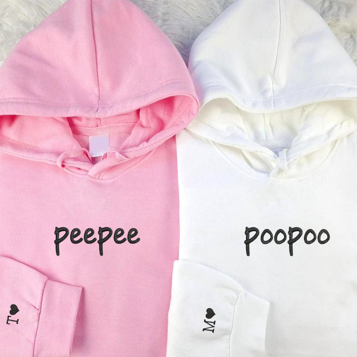 Individuell bestickte Peepee Poopoo Passende Hoodies für Paare