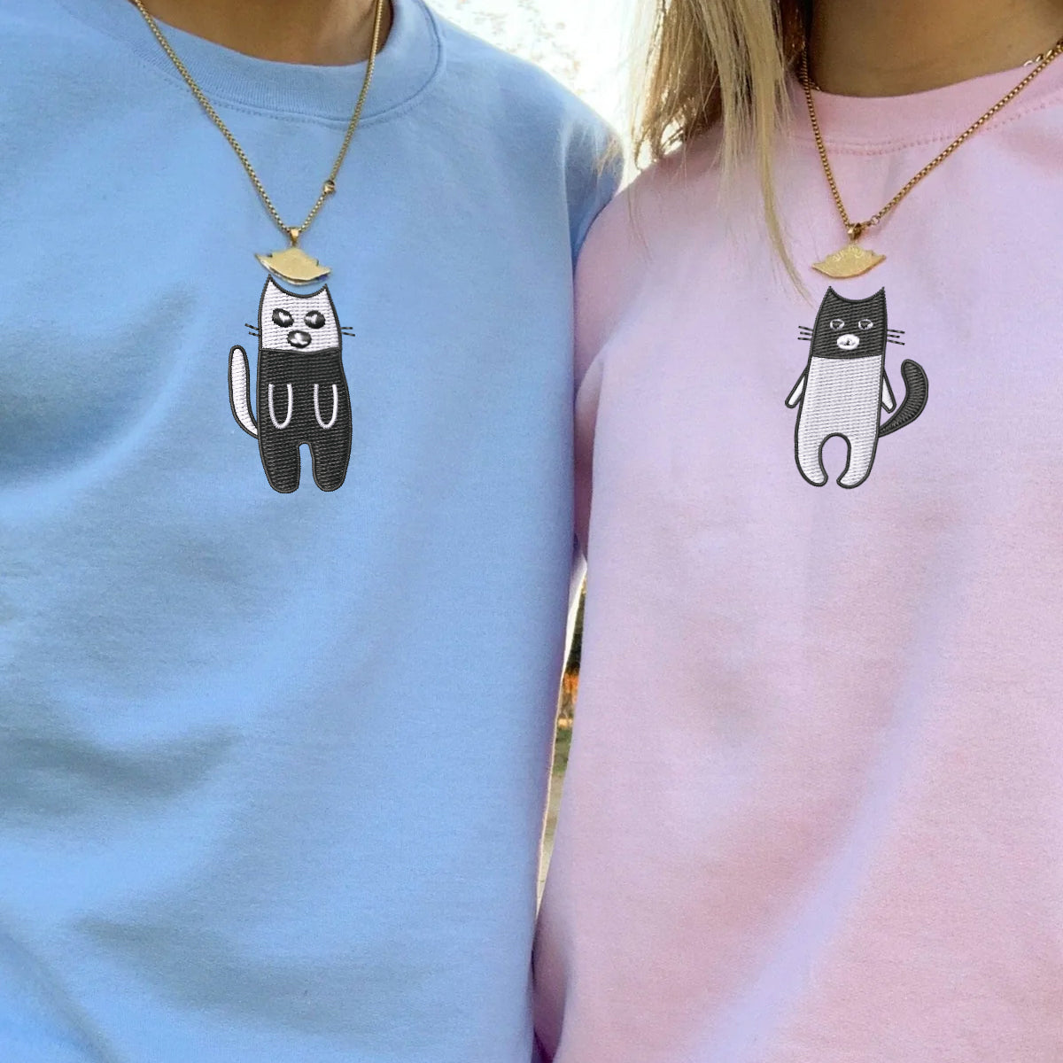 Individuell bestickte Robber Bandit Cats Passende Hoodies für Paare