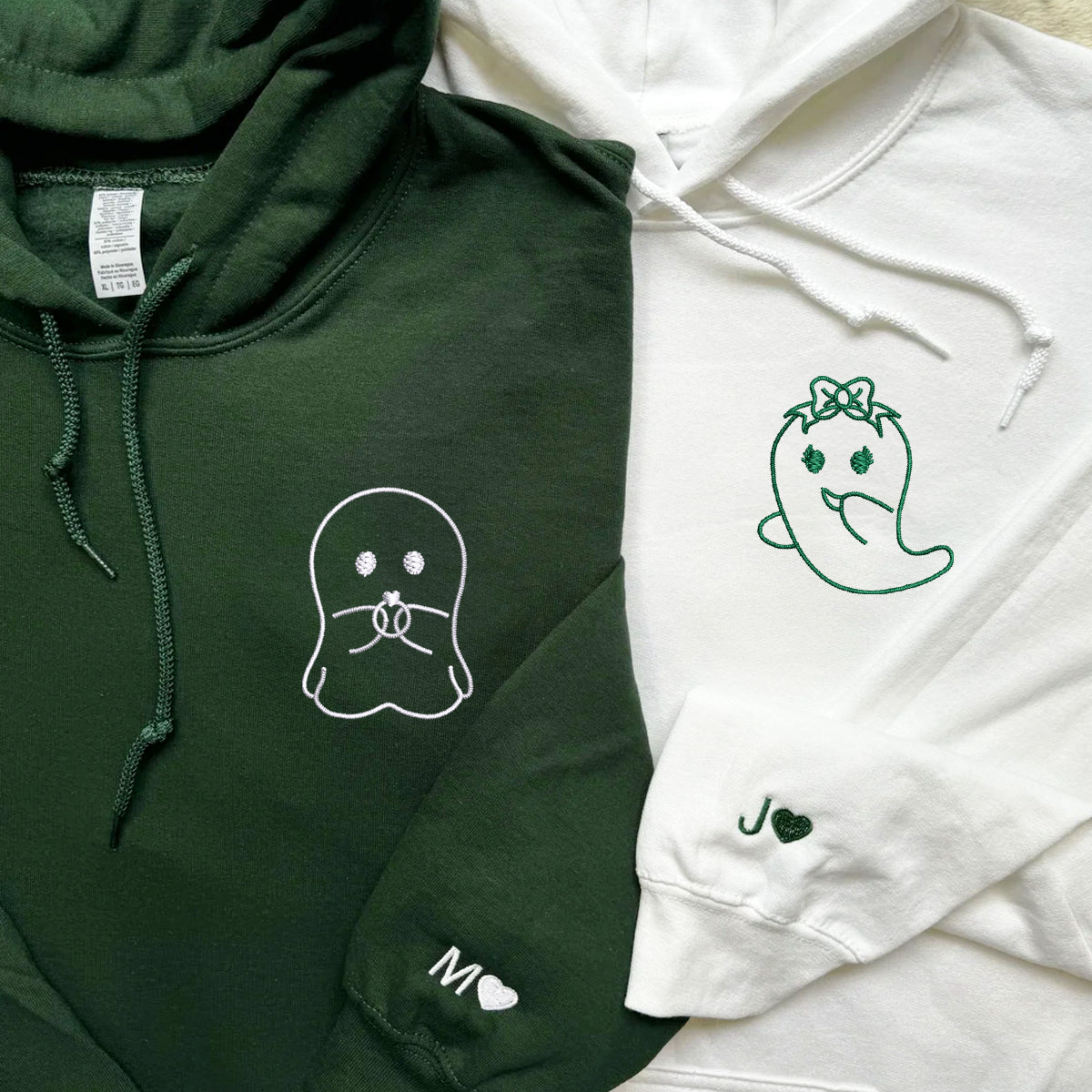 Individuell bestickte Romeo und Ghoutliet passende Hoodies für Paare
