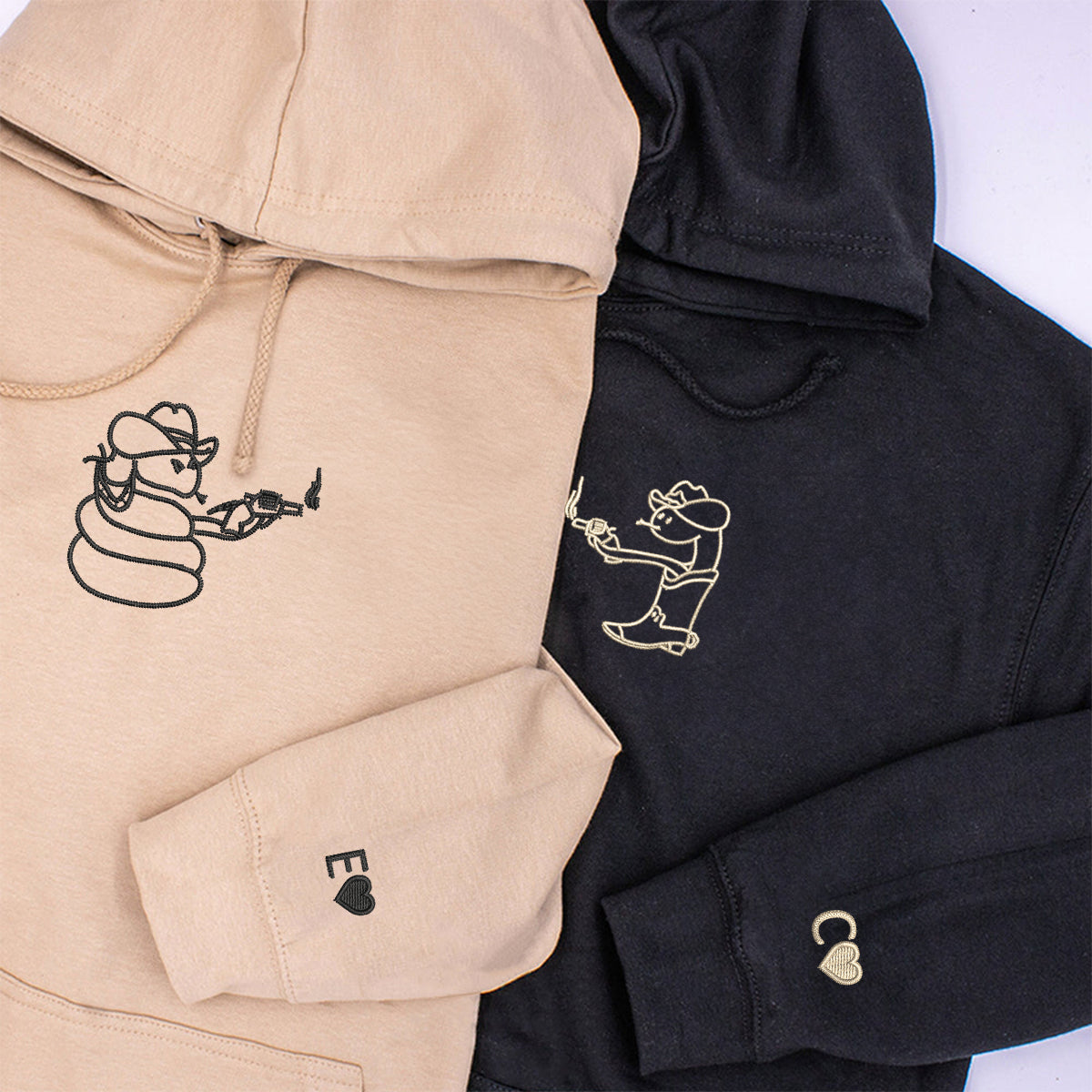 Individuell bestickte Snake Sheriff's passende Hoodies für Paare