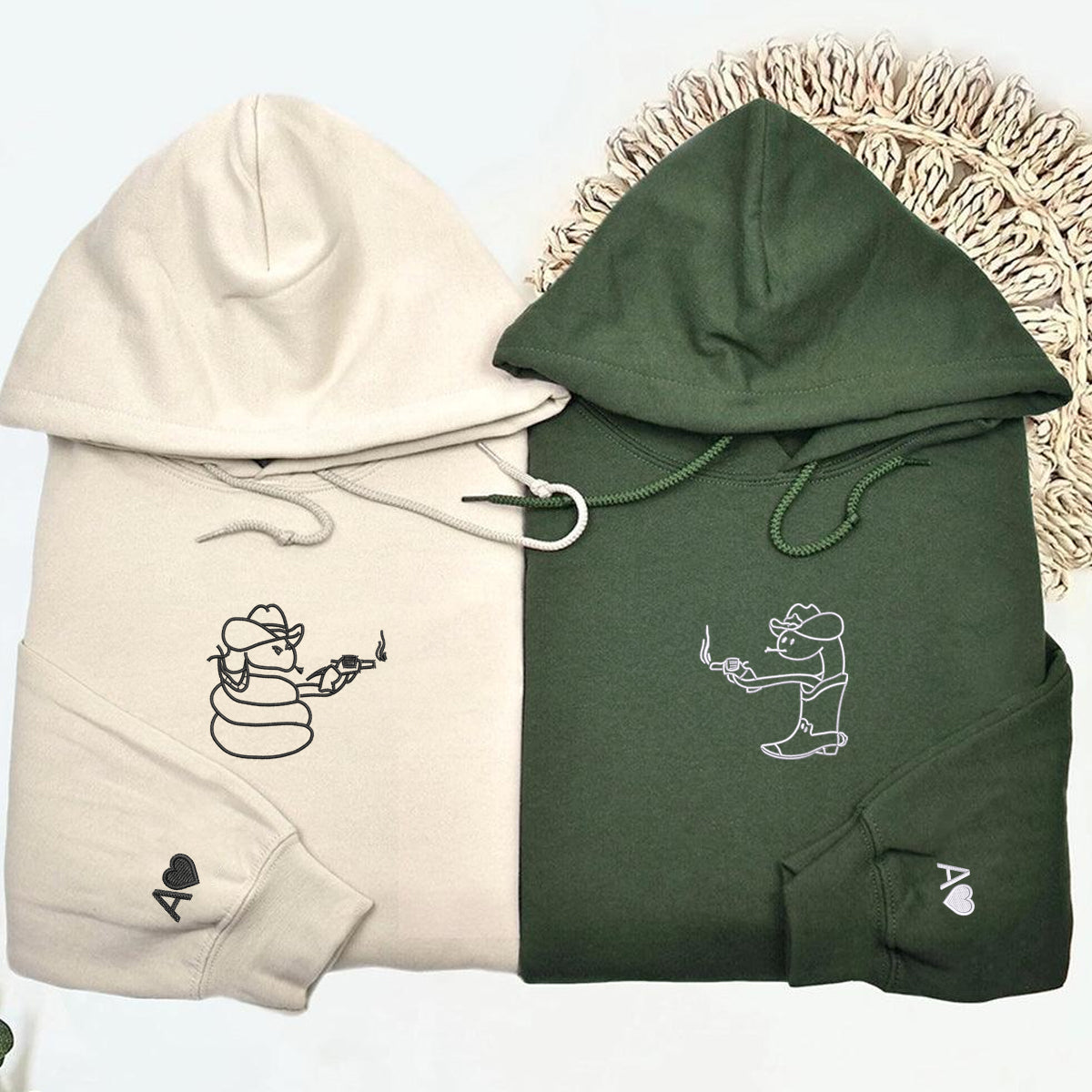 Individuell bestickte Snake Sheriff's passende Hoodies für Paare