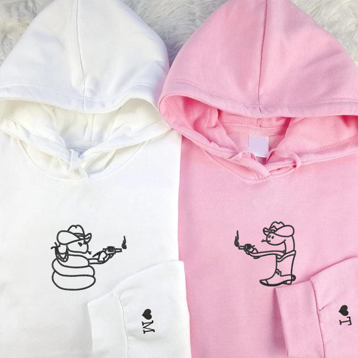 Individuell bestickte Snake Sheriff's passende Hoodies für Paare