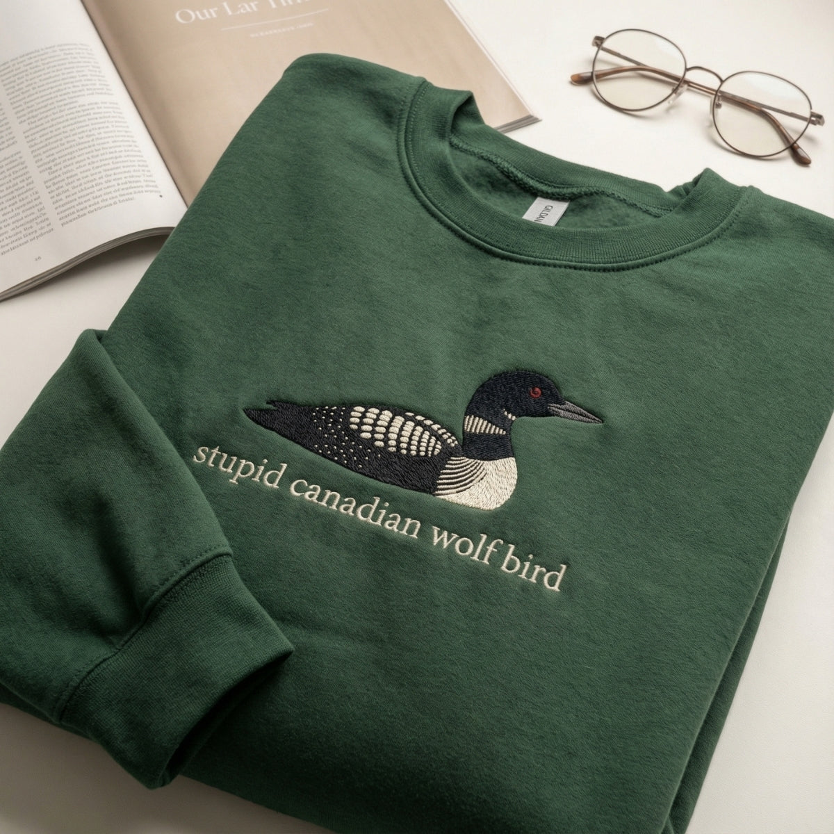 Custom Embroidered Stupid Canadian Wolf Bird Sweatshirt - Team Hollanov Hoodie