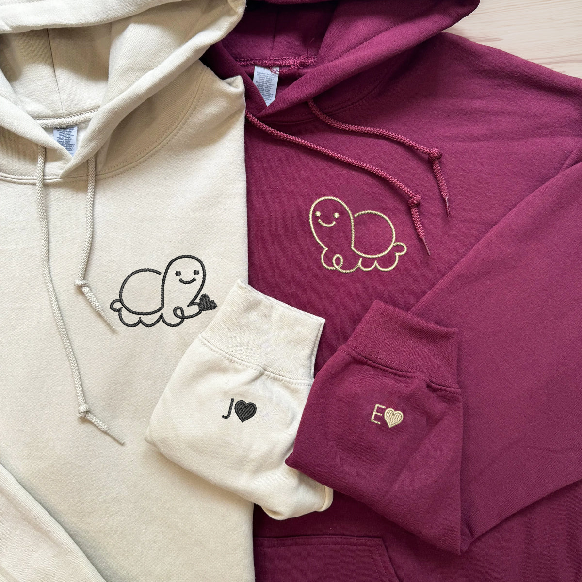 Individuell bestickte Turtle Love Passende Hoodies für Paare