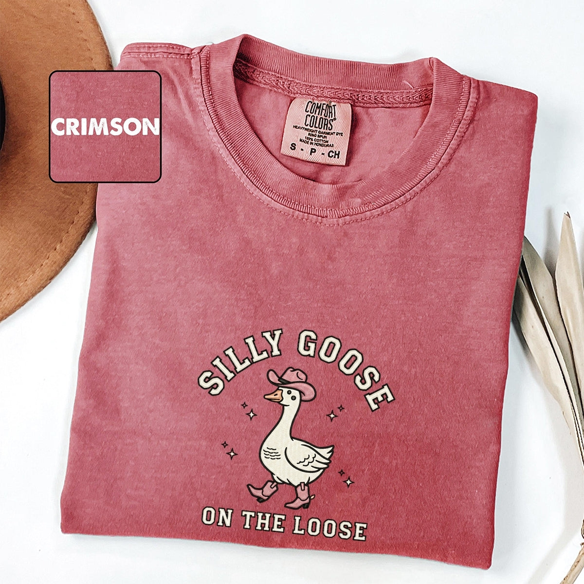 Custom Embroidered Silly Goose on The Loose T-Shirt | Funny Western Cowgirl Meme Tee – Cute Animal Shirt Gift