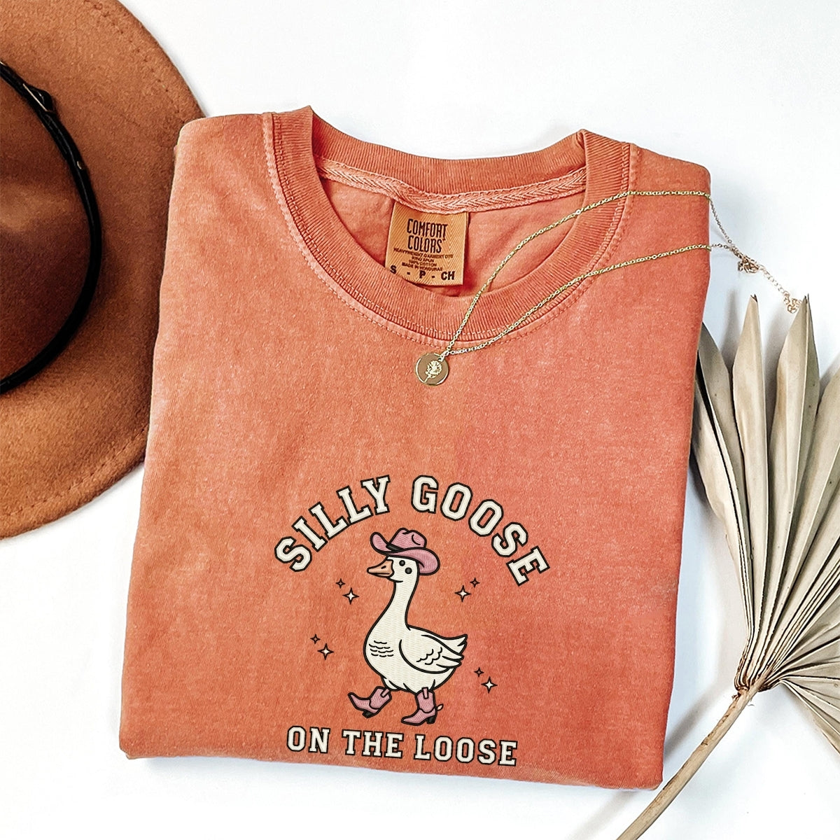 Custom Embroidered Silly Goose on The Loose T-Shirt | Funny Western Cowgirl Meme Tee – Cute Animal Shirt Gift