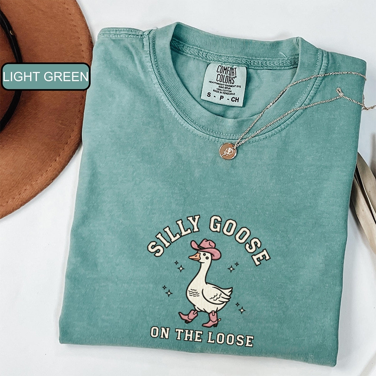 Custom Embroidered Silly Goose on The Loose T-Shirt | Funny Western Cowgirl Meme Tee – Cute Animal Shirt Gift