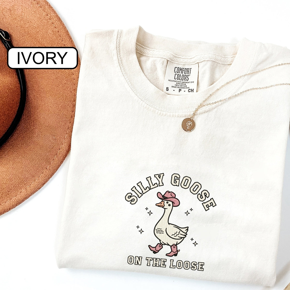 Custom Embroidered Silly Goose on The Loose T-Shirt | Funny Western Cowgirl Meme Tee – Cute Animal Shirt Gift