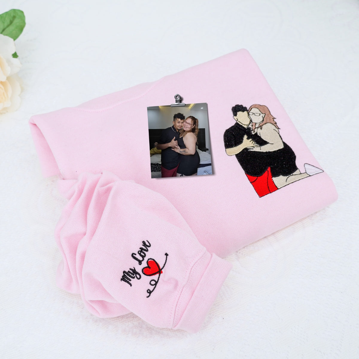 Individuell bestickte Engel- und Dämonenkatze-Kapuzenpullover für Paare