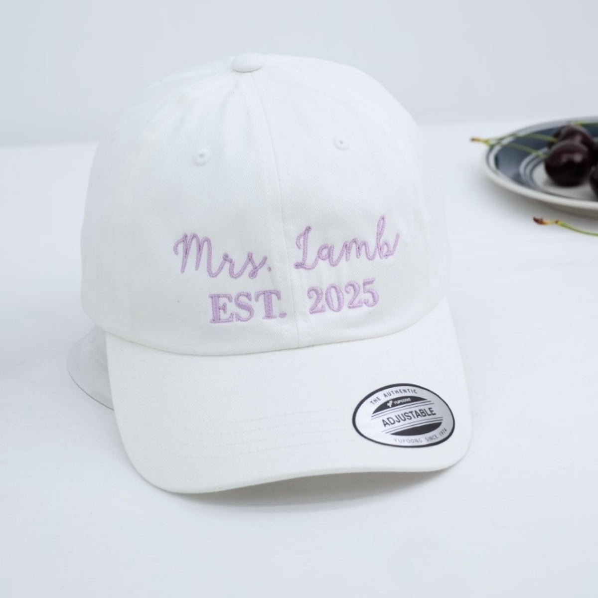 Custom Mrs. Embroidered Cap - Personalized Newlywed Bridal Accessory - Wedding Gift EST Date