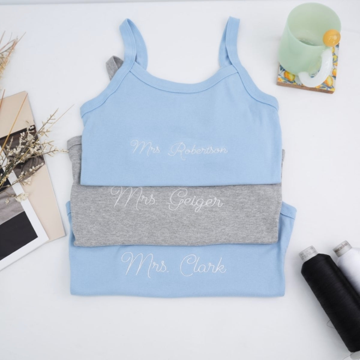 Custom Mrs Tank Top - Personalized Embroidered Wife Tank - Perfect Wedding Anniversary Valentine's Gift