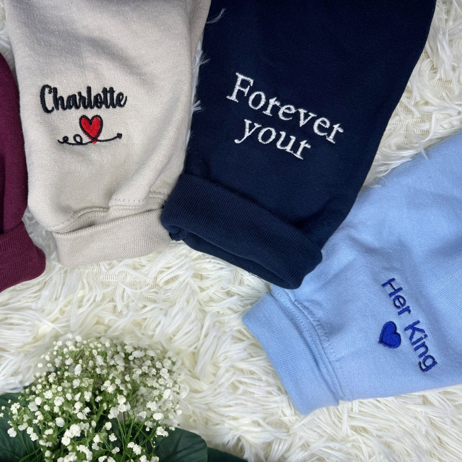 Custom Roman Numeral Date Matching Hoodies for Couples – Personalized Initial & Anniversary Gift – Custom Embroidered His and Hers Sweatshirts