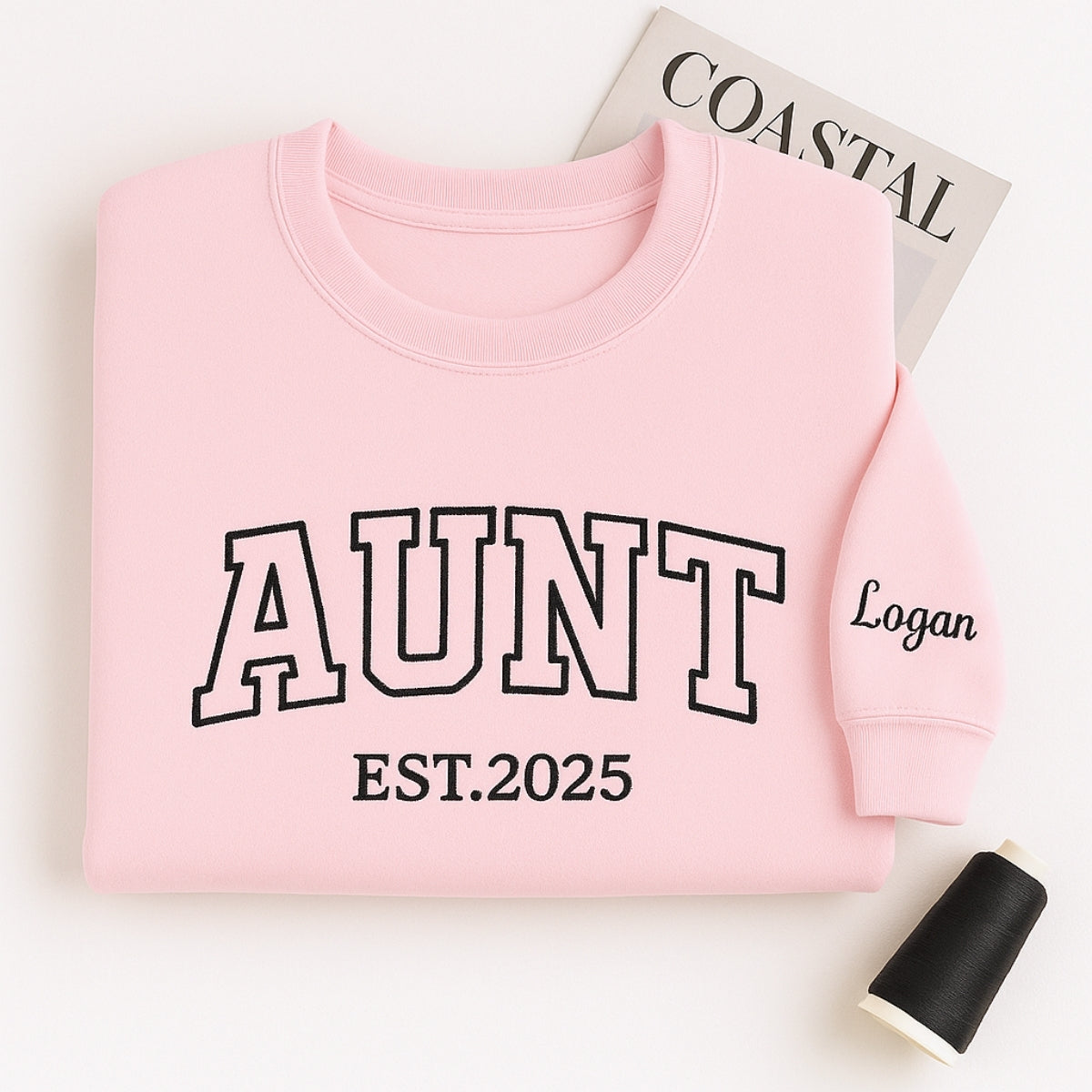 Custom Aunt Sweatshirts - Varsity EST Years Embroidered Hoodies - Perfect New Aunt Gift