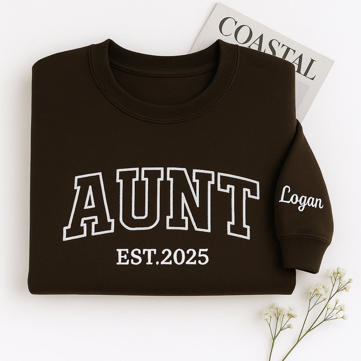 Custom Aunt Sweatshirts - Varsity EST Years Embroidered Hoodies - Perfect New Aunt Gift