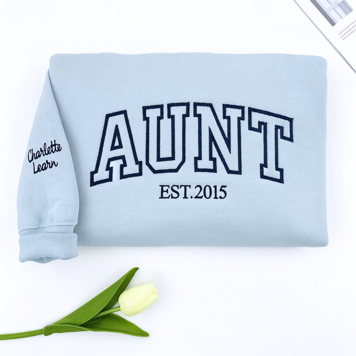 Custom Aunt Sweatshirts with EST Year - Varsity Style Auntie Hoodies - Perfect New Aunt Gift