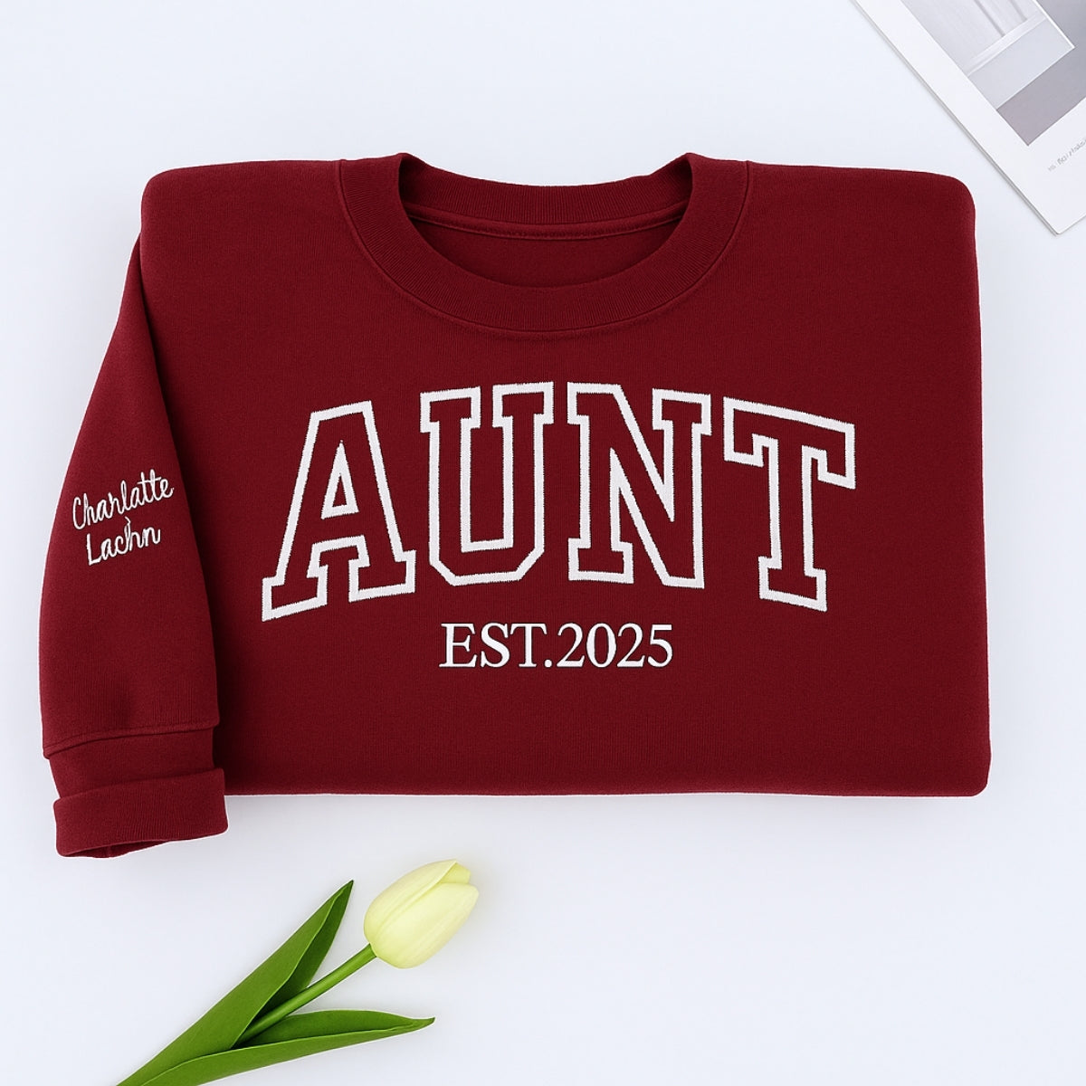 Custom Aunt Sweatshirts with EST Year - Varsity Style Auntie Hoodies - Perfect New Aunt Gift