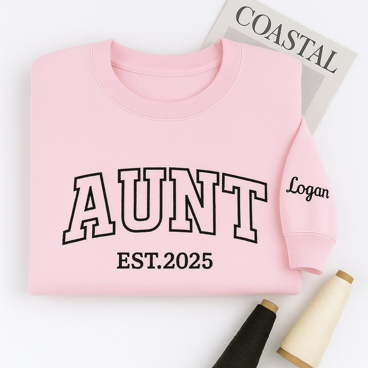 Custom Aunt Sweatshirts with EST Year - Varsity Style Auntie Hoodies - Perfect New Aunt Gift