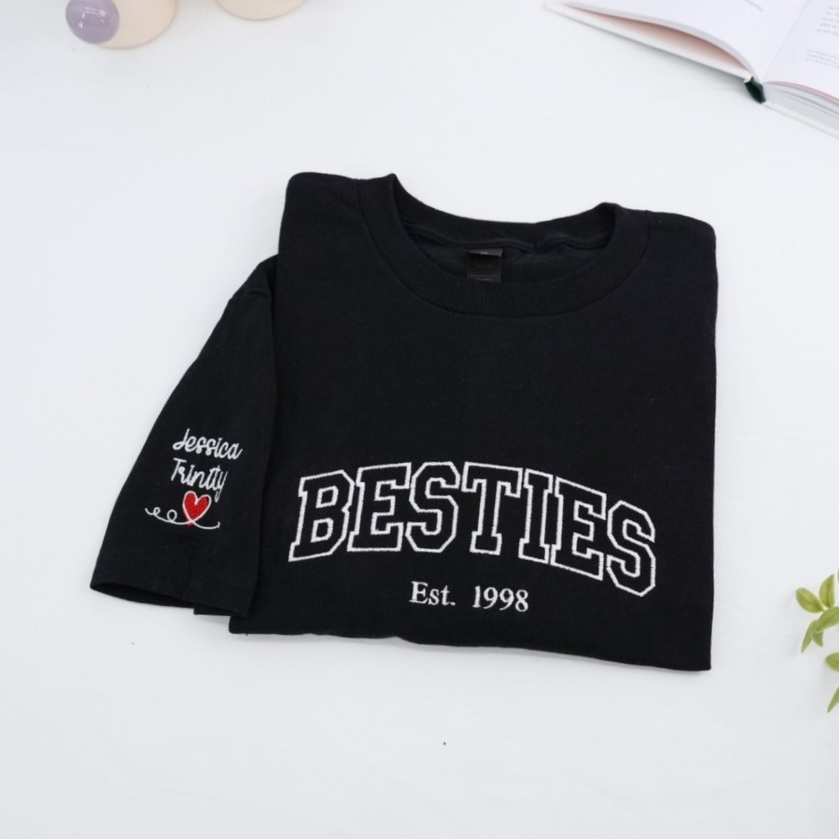 Individuell bestickte Engel- und Dämonenkatze-Kapuzenpullover für Paare