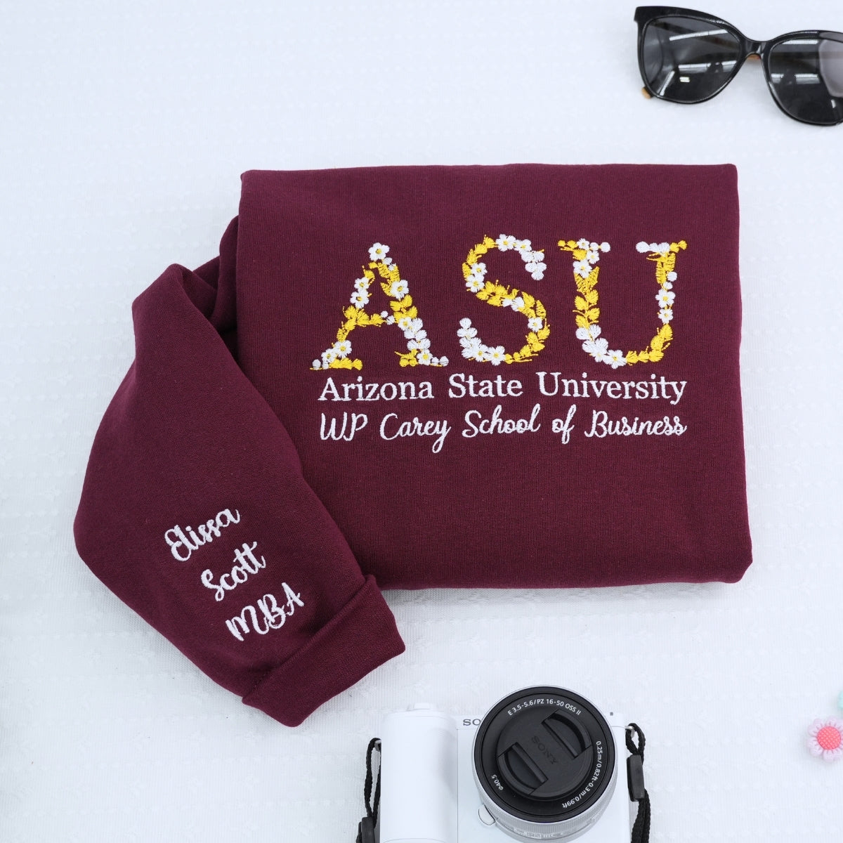 Custom College Graduation Hoodies - University Floral Letter Sweatshirts - Personalized Degree Gifts