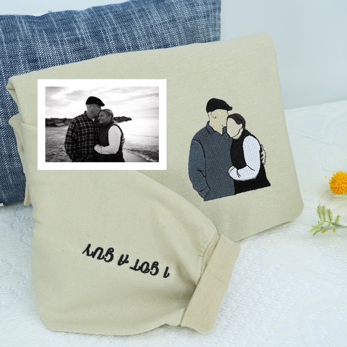 Individuell bestickte Engel- und Dämonenkatze-Kapuzenpullover für Paare