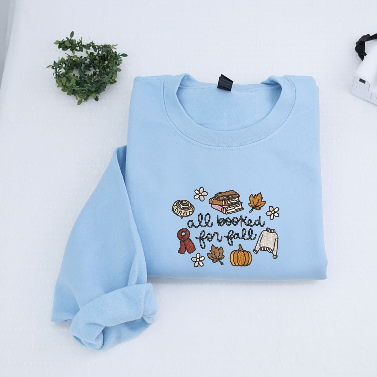 Custom Embroidered All Booked for Fall Hoodie | Cozy Autumn Reading Sweatshirt – Bookish Embroidery Gift for Readers