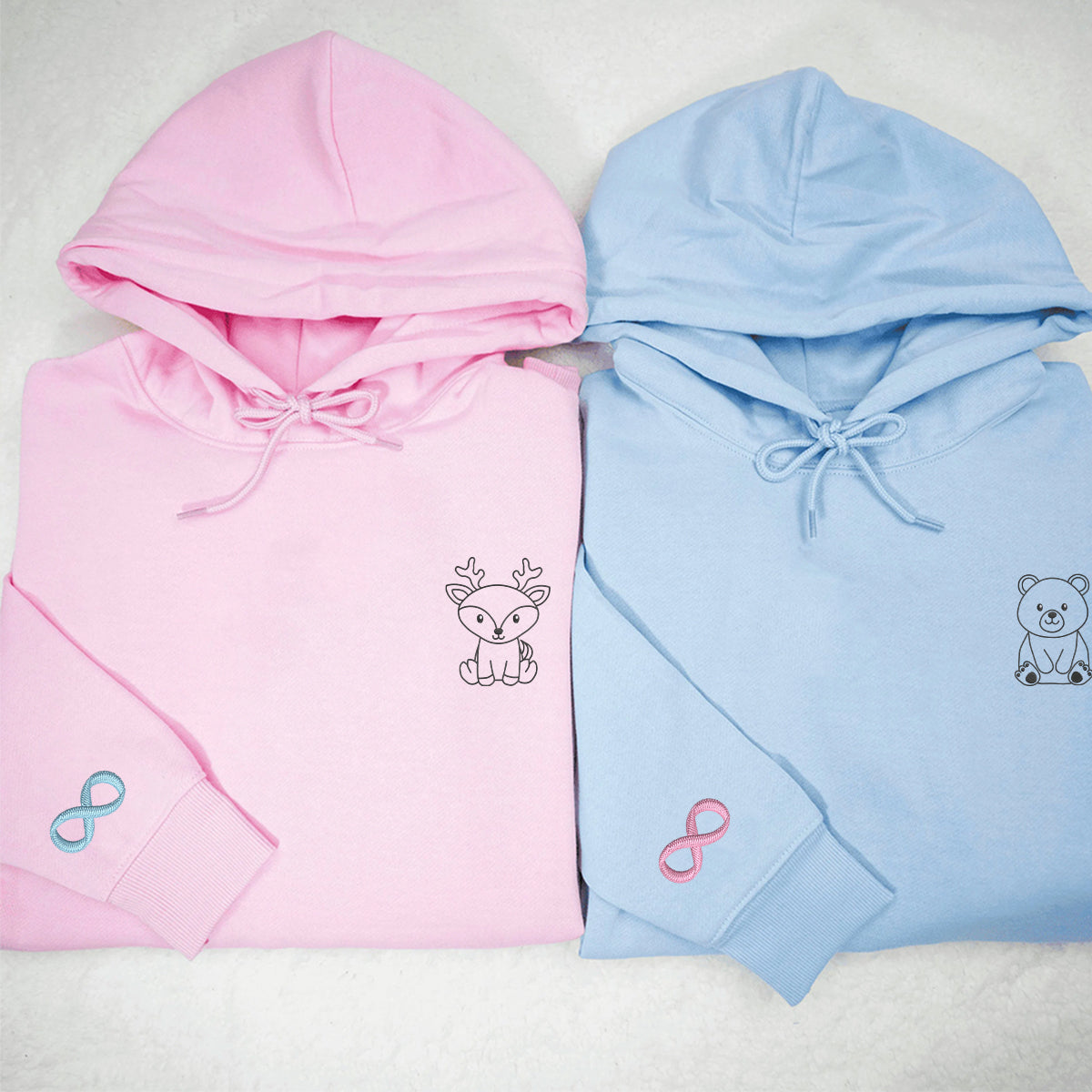 Individuell bestickte Bären- und Hirsch-Kapuzenpullover für Paare