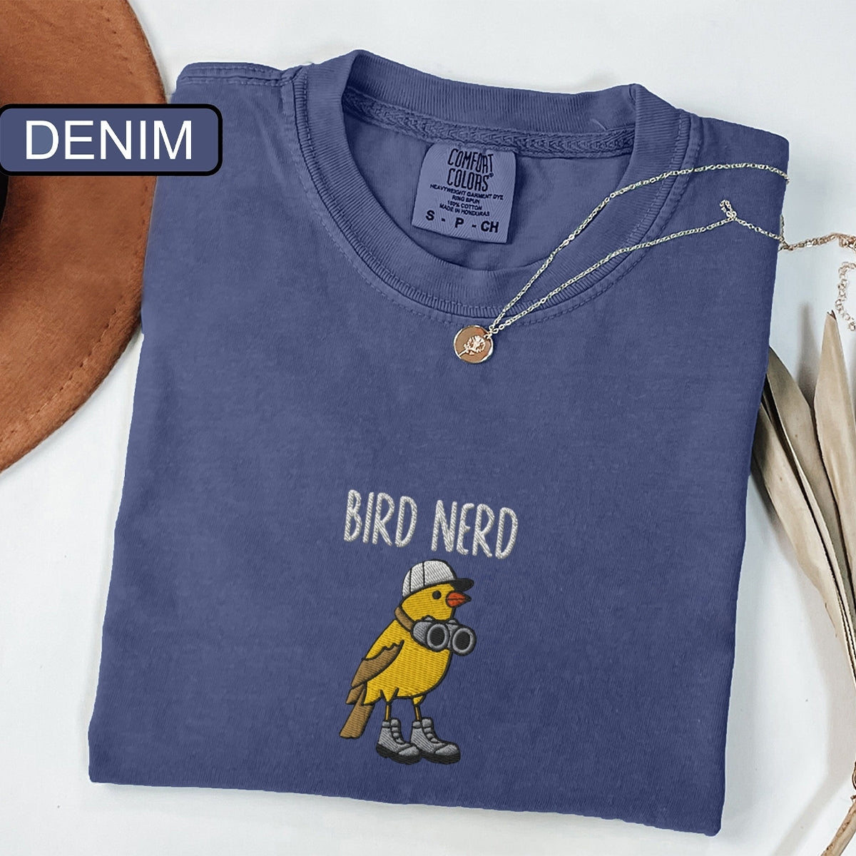 Custom Embroidered Bird Nerd T-Shirt | Funny Bird Watcher Tee – Cute Nature & Backyard Bird Lover Gift