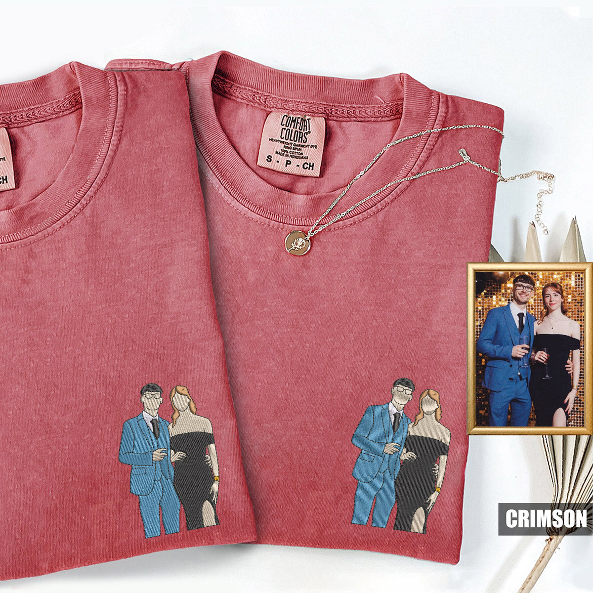 T-shirts brodés personnalisés pour couples : capturez votre moment avec des images assorties