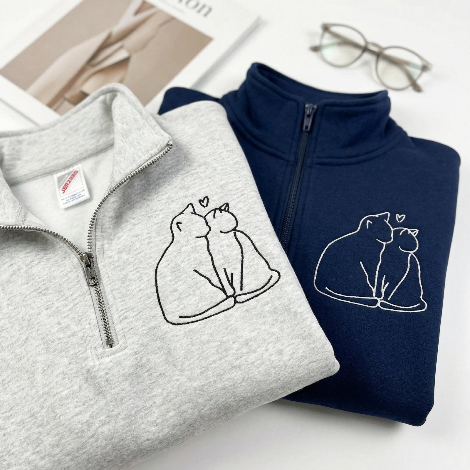 Sweats à capuche brodés personnalisés assortis pour couples
