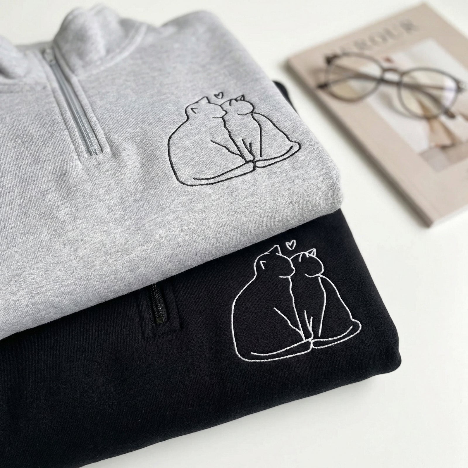 Sweats à capuche brodés personnalisés assortis pour couples